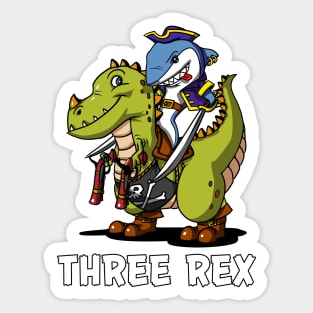 Three Rex Dinosaur 3rd Birthday Party Shark Pirate Sticker